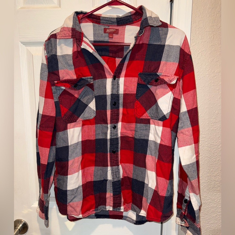 Arizona Jean Company Red and Black Plaid Shirt
